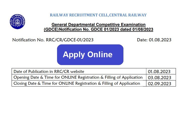 Central Railway GDCE Recruitment 2024 Apply Online For 1303 ALP, JE & Various Posts, @www.rrccr.com